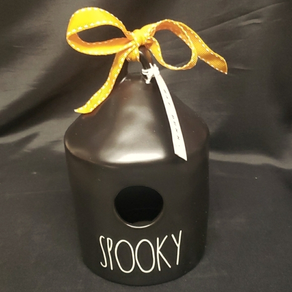 Rae Dunn "SPOOKY" Black and White 8" Birdhouse - Picture 1 of 5